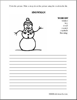 Color and Write Prompt: Snowman (elem)