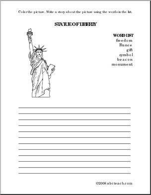 Color and Write Prompt: Statue of Liberty (elem)