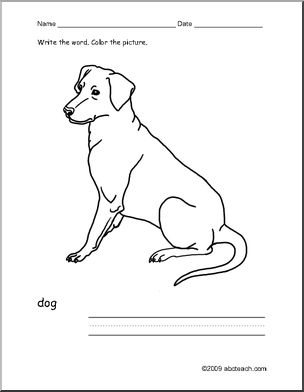 Coloring Page: Write and Color “Dog” (ESL)