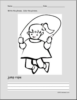 Coloring  Page: Write and Color: Spring Activity: Ã¬jump ropeÃ® (ESL)