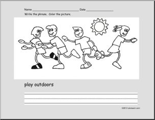 Coloring  Page: Write and Color: Spring Activity: Ã¬play outdoorsÃ® (ESL)