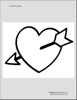 Coloring Page: Heart with Arrow