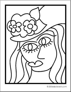 Coloring Page: Abstract – Girl in a Hat