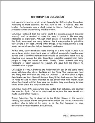 Biography: Columbus (upper elementary)