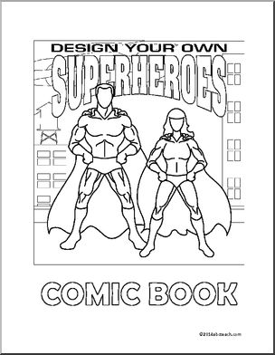 Template: Comic Book – DYO Superheroes (b&w) (multi-age)