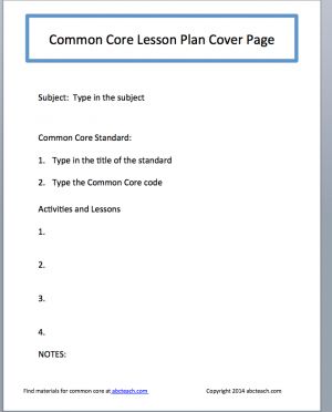 PowerPoint: Common Core Lesson Plan Cover Page