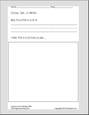 Writing Prompt: Opinion: My Favorite Book (Kindergarten)