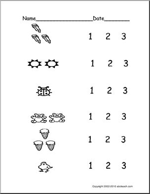 Count Groups of Objects 1-3 (ver 1) (pre-k/primary) Worksheet