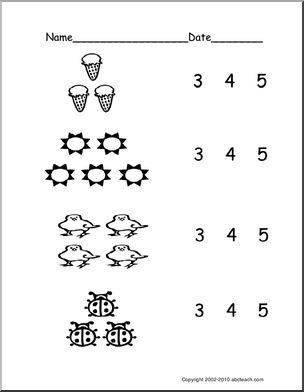 Count Groups of Objects 3-5 (ver 1) (pre-k/primary) Worksheet – Abcteach