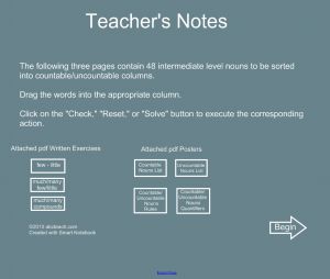 Interactive: Notebook: Grammar: ESL–Countable/Uncountable Nouns (Sort) Intermediate