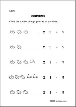 Counting Frogs (up to 5) – pre-k/primary Worksheet