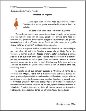 Spanish: ComprensiÃ›n de texto – Hacerse un vaquero (elementaria ...