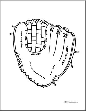 Clip Art: Realistic Baseball Glove (coloring page)