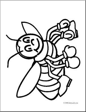 Clip Art: Basic Words: Bee (coloring page)
