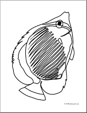 Clip Art: Fish: Blackback Butterflyfish (coloring page)