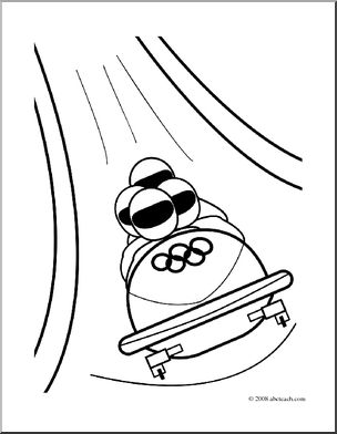 Clip Art: Winter Olympics: Bob Sleigh (coloring page)