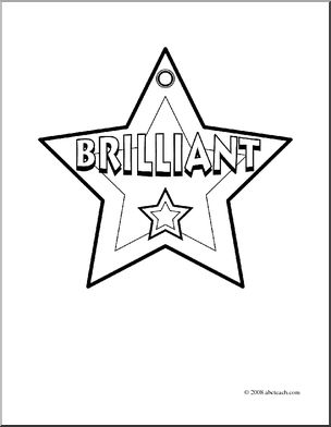 Clip Art: Brilliant Award (coloring page) – Abcteach