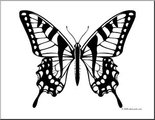 Clip Art: Butterfly: Tiger Swallowtail (coloring page)