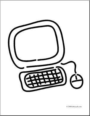 Clip Art: Computer 1 (coloring page) – Abcteach