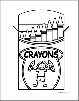 Clip Art: Crayon Box (coloring page)