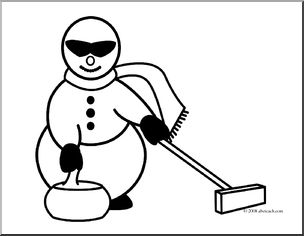 Clip Art: Curling Snowman 2 (coloring page)