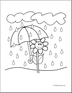 rain flowers coloring page