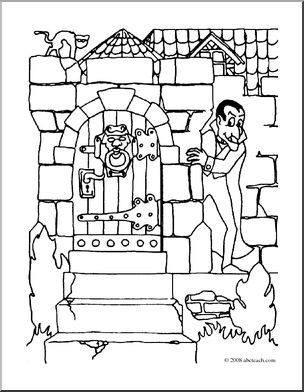 Clip Art: Halloween Houses: Drac’s Castle (coloring page)