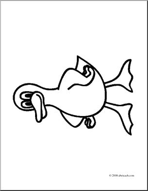 Clip Art: Basic Words: Duck (coloring page)