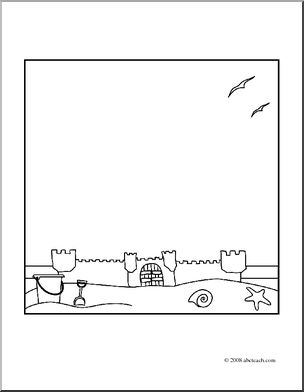 Clip Art: DYO Sand Castle (coloring page)