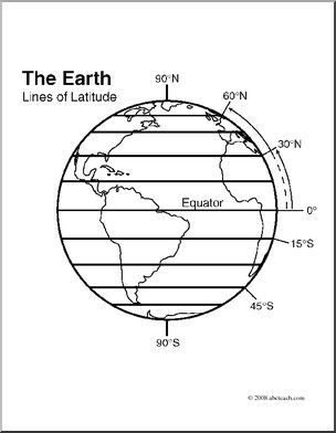 Clip Art: Earth: Lines of Latitude (coloring page) – Abcteach