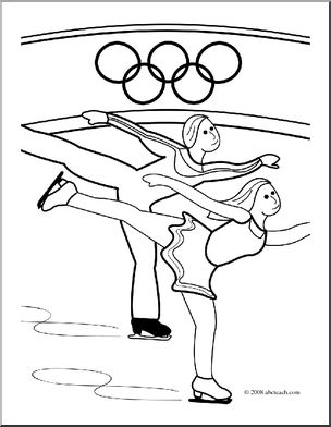 Clip Art: Winter Olympics: Figure Skating (coloring page)
