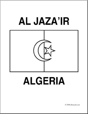 Clip Art: Flags: Algeria (coloring page)