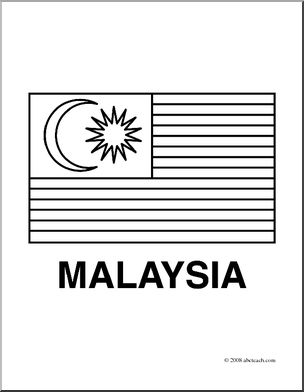 Clip Art: Flags: Malaysia (coloring page) – Abcteach