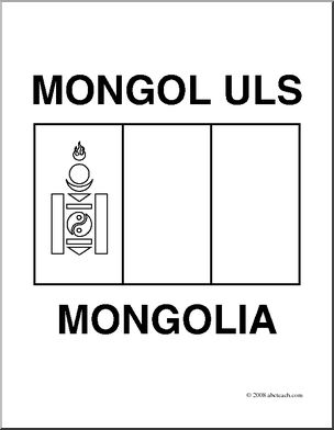 Clip Art: Flags: Mongolia (coloring page) – Abcteach