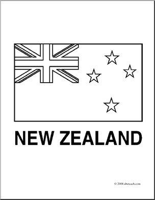 Clip Art: Flags: New Zealand (coloring page)