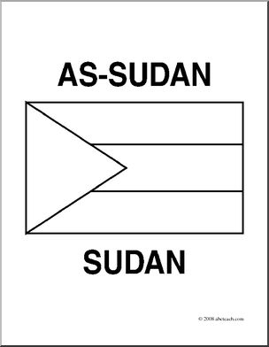 Clip Art: Flags: Sudan (coloring page) – Abcteach