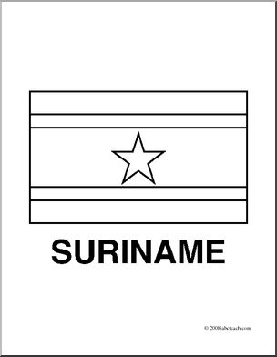 Clip Art: Flags: Suriname (coloring page)