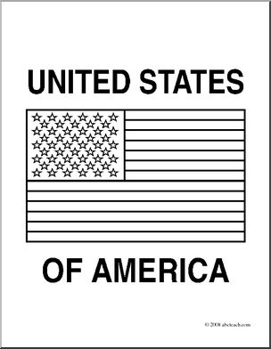 Clip Art: Flags: United States (coloirng page) – Abcteach