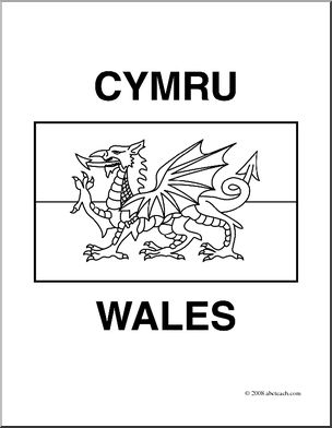 Clip Art: Flags: Wales (coloring page)