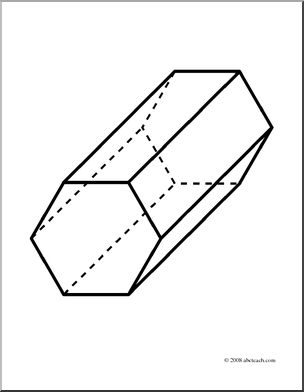 Clip Art: 3D Solids: Hexagonal Prism (coloring page)