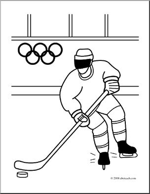 Clip Art: Winter Olympics: Ice Hockey (coloring page)