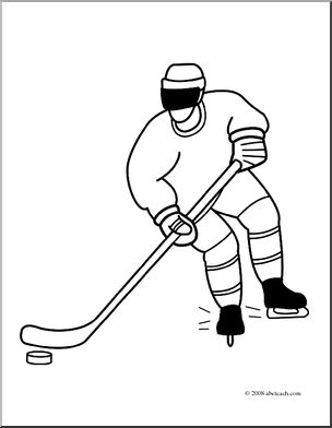 Clip Art: Ice Hockey (coloring page)