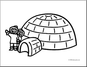 Clip Art: Basic Words: Igloo (coloring page)