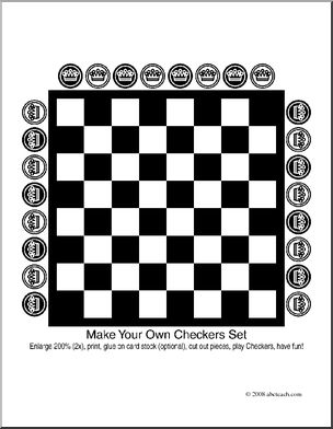 Checker Pieces Coloring Pages