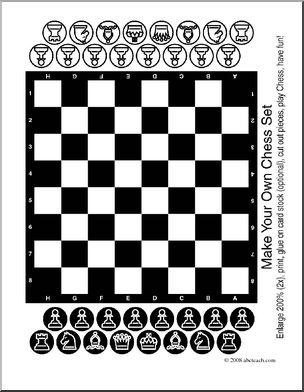 Clip Art: Make Your Own Chess Set (coloring page) – Abcteach