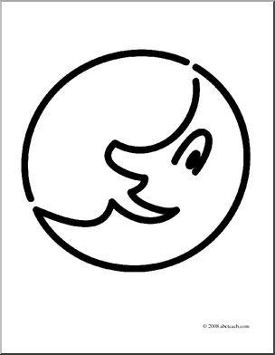 Clip Art: Man in the Moon (coloring page)