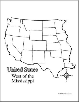 Clip Art: US Map: Western States (coloring page) Blank – Abcteach