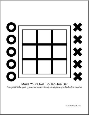 Clip Art: Make Your Own Tic-Tac-Toe Set (coloring page) – Abcteach