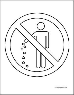 Clip Art: Signs: No Littering (coloring page)