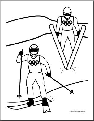 Clip Art: Winter Olympics: Nordic Combined (coloring page)